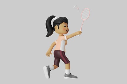Preview: Cartoon badminton girl