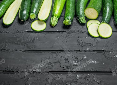 Vista previa: Pieces of ripe zucchini.