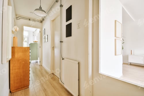 Preview: Narrow corridor with doors and lamp