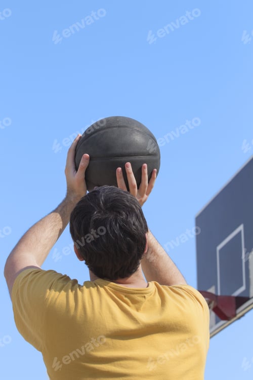 Preview: Basketball Recreation On A Outdoor Court.