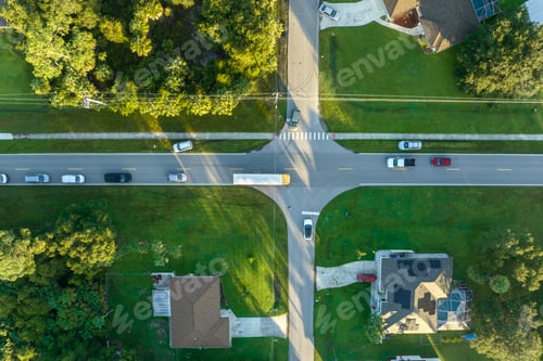 Preview: Top view of classical american yellow school bus