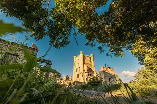Preview: Belarus - Remains Of Yastrzhembsky Estate And Park Complex. Old Five-storey Brick Water Tower