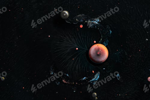 Preview: Contrast macro abstraction of bubbles in water. Space macro photo.