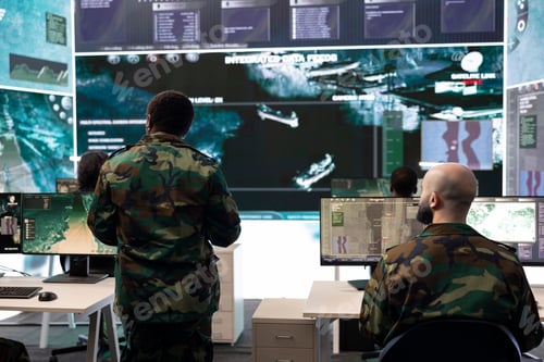 Preview: Woman general supervising special operation with big data in control room
