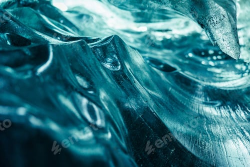 Preview: Blue ice cap in vatnajokull crevasse