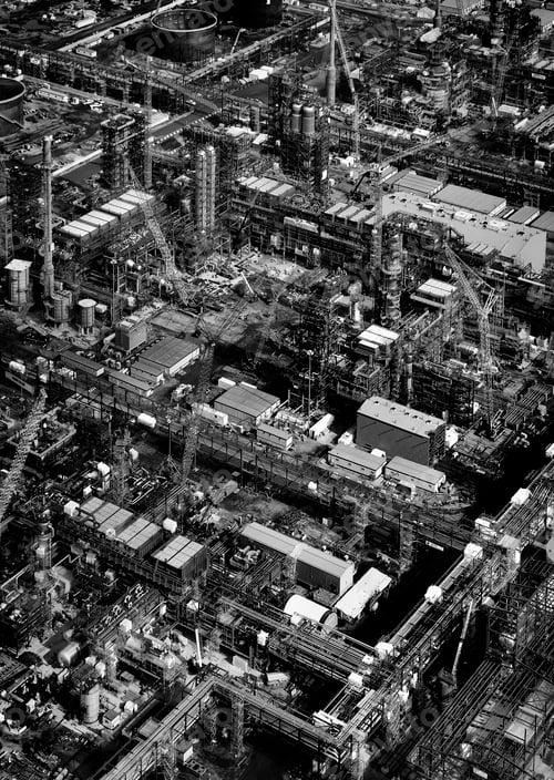 Preview: Aerial view of a newly built oil refinery