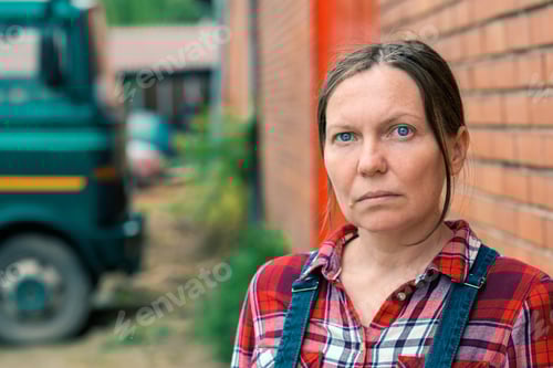 Preview: Portrait of female farmer on farm