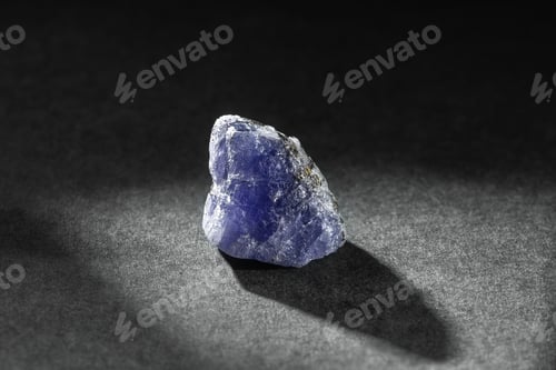 Preview: Rough Uncut Blue and Violet Tanzanite Gem on Black