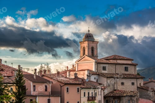 Preview: Wonderful sunset over the small town, Umbria, Italy