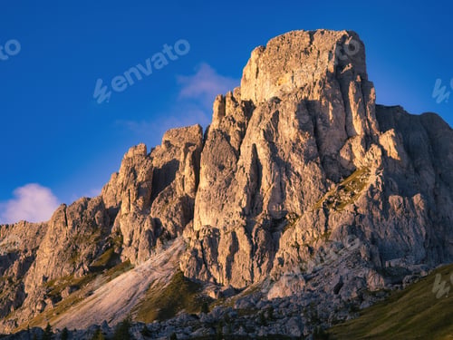 Preview: Rocky mountain and blue sky in Dolomites, Italy