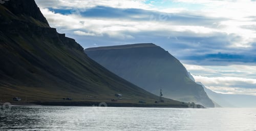 Preview: Majestic mountains and tranquil waters of nature in Svalbard create a peaceful Arctic landscape
