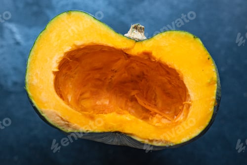 Preview: Pumpkin Ready To Eat Raw Preparation Pieces Slices For Baking Or Cooking On The Table Tasty Serving