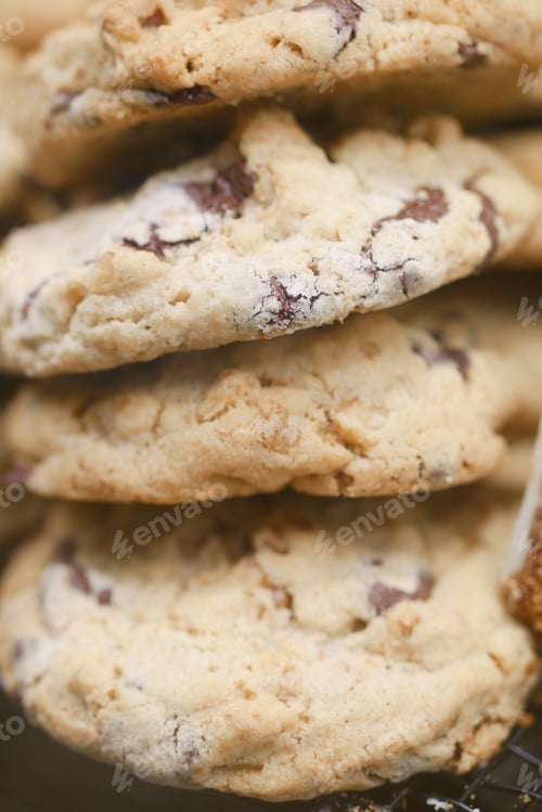 Preview: Deliciously Freshly Baked Chocolate Chip Cookies in a Tasty Stack
