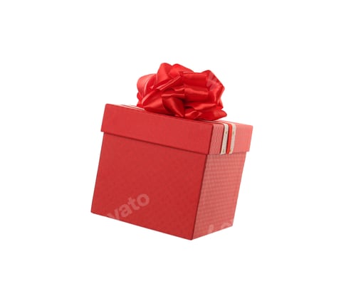 Preview: Red gift box with bow isolated on white