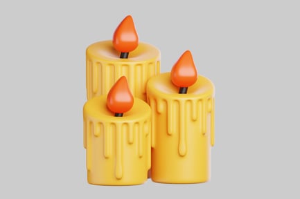 Preview: Cartoon candles with melted wax