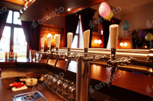 Preview: The bar counter with apparatus for tap dispensing beer.