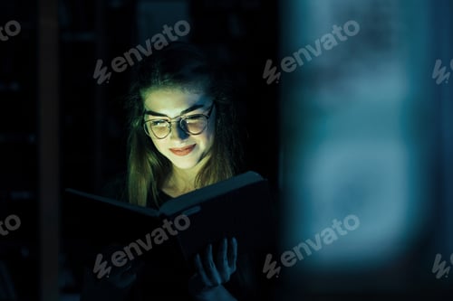 Preview: Conception of creativity. Female student is in library. Conception of education