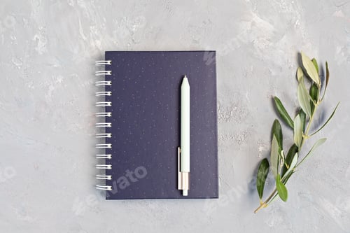 Preview: Styled minimal desktop mockup with organic color notepads