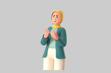 Preview: Woman Praying Hijab Teal