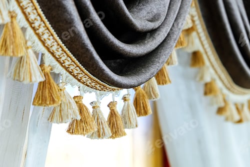 Preview: Detail of theatre curtain trimmings textile close up