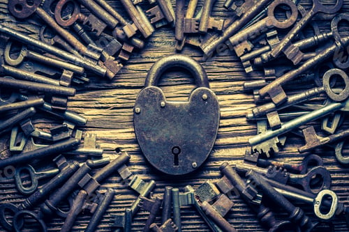 Preview: Closeup of vintage locks nad keys