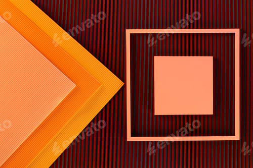 Preview: top view of arrangement of colorful paper sheets and frame background