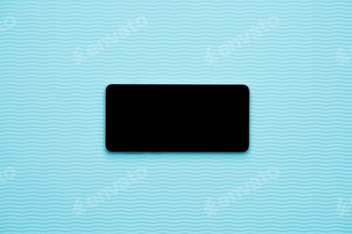 Preview: Horizontal blank phone on blue wave background