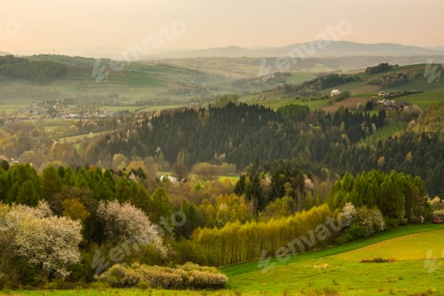 Preview: Rural Landscape at Spring Sunrise in Poland