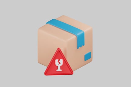 Preview: Cube with blue stripe, square, and warning symbol