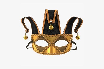 Preview: Joker Carnival Mask with Bells and Jester Hat