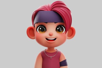 Preview: Happy Chibi 3D Character With Red Hair