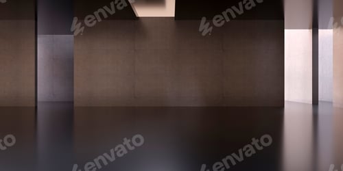 Preview: Modern loft empty space interior background. Concrete wall ceiling and floor, 3d