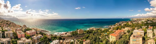 Preview: Panoramic view of charming Genoa azure coast on a sunny day, Italy