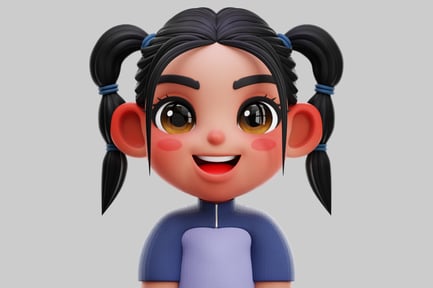 Preview: Happy Chibi Korean Girl With Pigtails