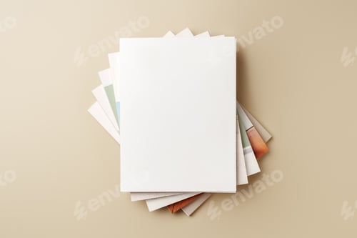 Preview: Stack of blank paper on beige background