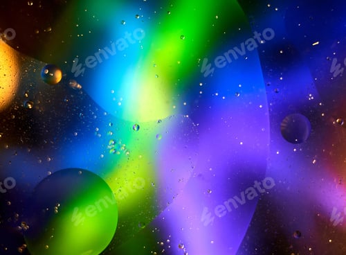 Preview: Beautiful Abstract Background From Mixed Water And Oil In Orange And Purple Color. Abstract Macro