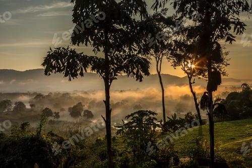 Preview: Sunrise over Myanmar and Laos and Ruak river, Golden Triangle, Chiang Rai, Thailand