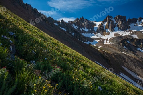 Preview: mountain landscape in the early morning summer