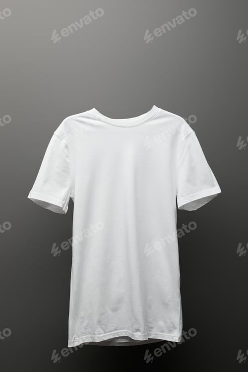 Preview: blank basic white t-shirt on grey background