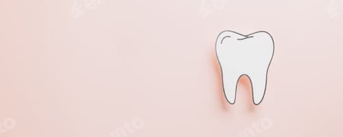 Preview: Dentist Day paper cut tooth mockup on pastel pink backdrop.