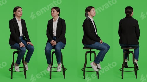 Preview: Woman Poses in Front of Green Screen