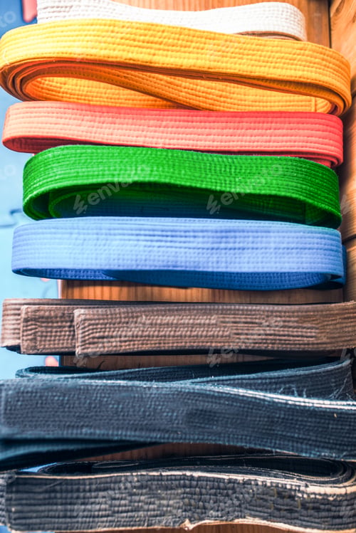 Preview: Martial arts, brown, orange, blue and black belts