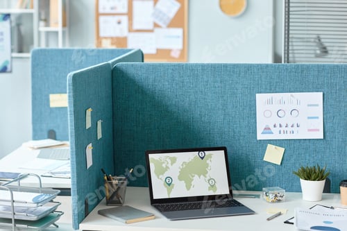 Preview: Office cubicle with laptop on desk