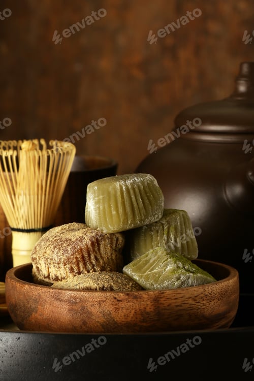 Preview: traditional japanese matcha tea dessert