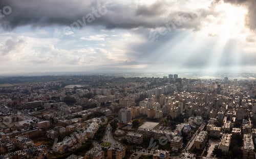 Preview: Aerial view of a residential neighborhood in a city. Netanya, Israel