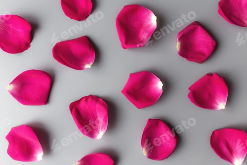 Preview: Rose Petals on Grey Background, Romantic Floral Arrangement