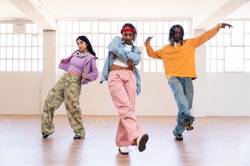 Preview: Young group of multiethnic hip-hop dancers dancing