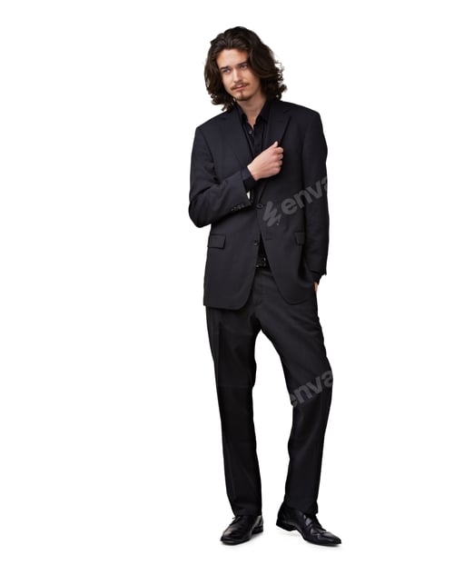 Preview: Looking suave in his suit. Handsome young man wearing a stylish black suit isolated on white.