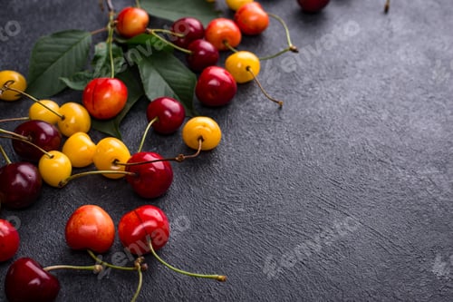 Preview: Fresh ripe red and yellow cherry