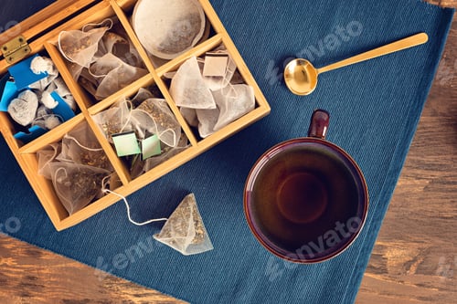 Preview: Tea ceremony setup, teapot and teacup with Herbal tea bags